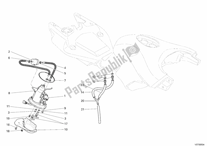 All parts for the Fuel Pump of the Ducati Multistrada 620 Dark USA 2006